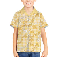 Melemele Aloha Hawaii Kid Hawaiian Shirt Plumeria Lei With Palaka Motif LT14 Kid Yellow - Polynesian Pride