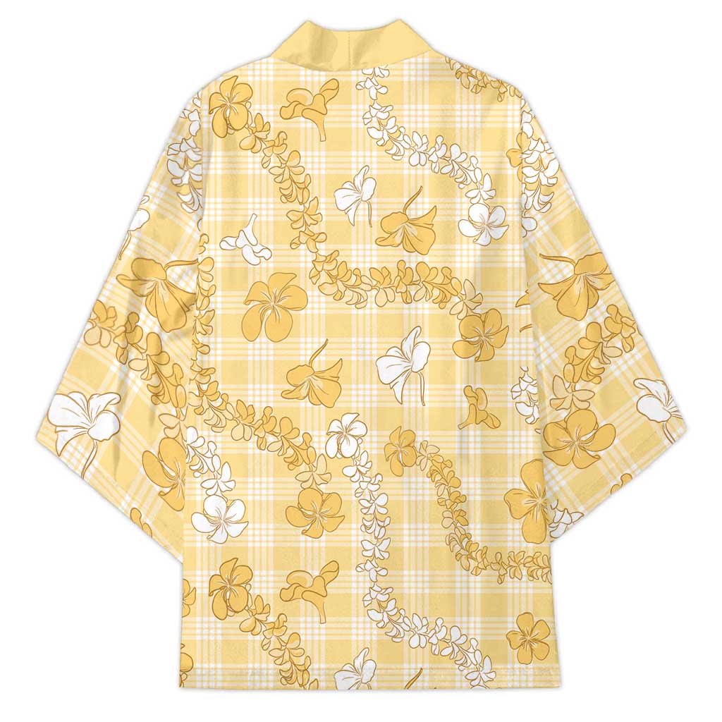 Melemele Aloha Hawaii Kimono Plumeria Lei With Palaka Motif LT14 - Polynesian Pride