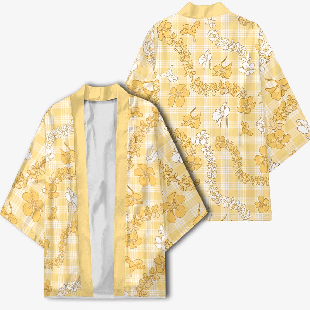 Melemele Aloha Hawaii Kimono Plumeria Lei With Palaka Motif LT14 - Polynesian Pride