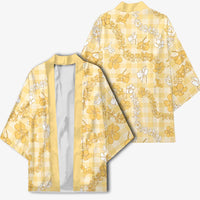 Melemele Aloha Hawaii Kimono Plumeria Lei With Palaka Motif LT14 - Polynesian Pride
