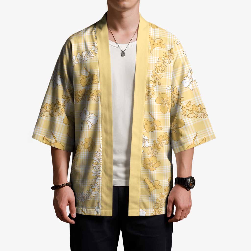Melemele Aloha Hawaii Kimono Plumeria Lei With Palaka Motif LT14 - Polynesian Pride