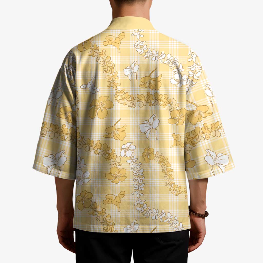 Melemele Aloha Hawaii Kimono Plumeria Lei With Palaka Motif LT14 - Polynesian Pride