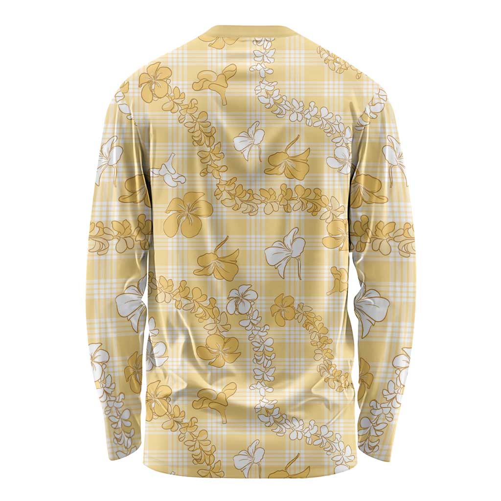 Melemele Aloha Hawaii Long Sleeve Shirt Plumeria Lei With Palaka Motif LT14 - Polynesian Pride