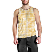 Melemele Aloha Hawaii Men Tank Top Plumeria Lei With Palaka Motif LT14 - Polynesian Pride