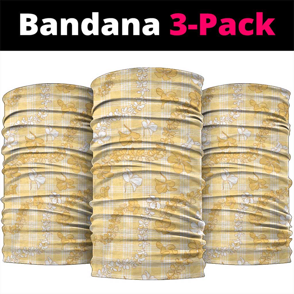 Melemele Aloha Hawaii Neck Gaiter Plumeria Lei With Palaka Motif - Polynesian Pride