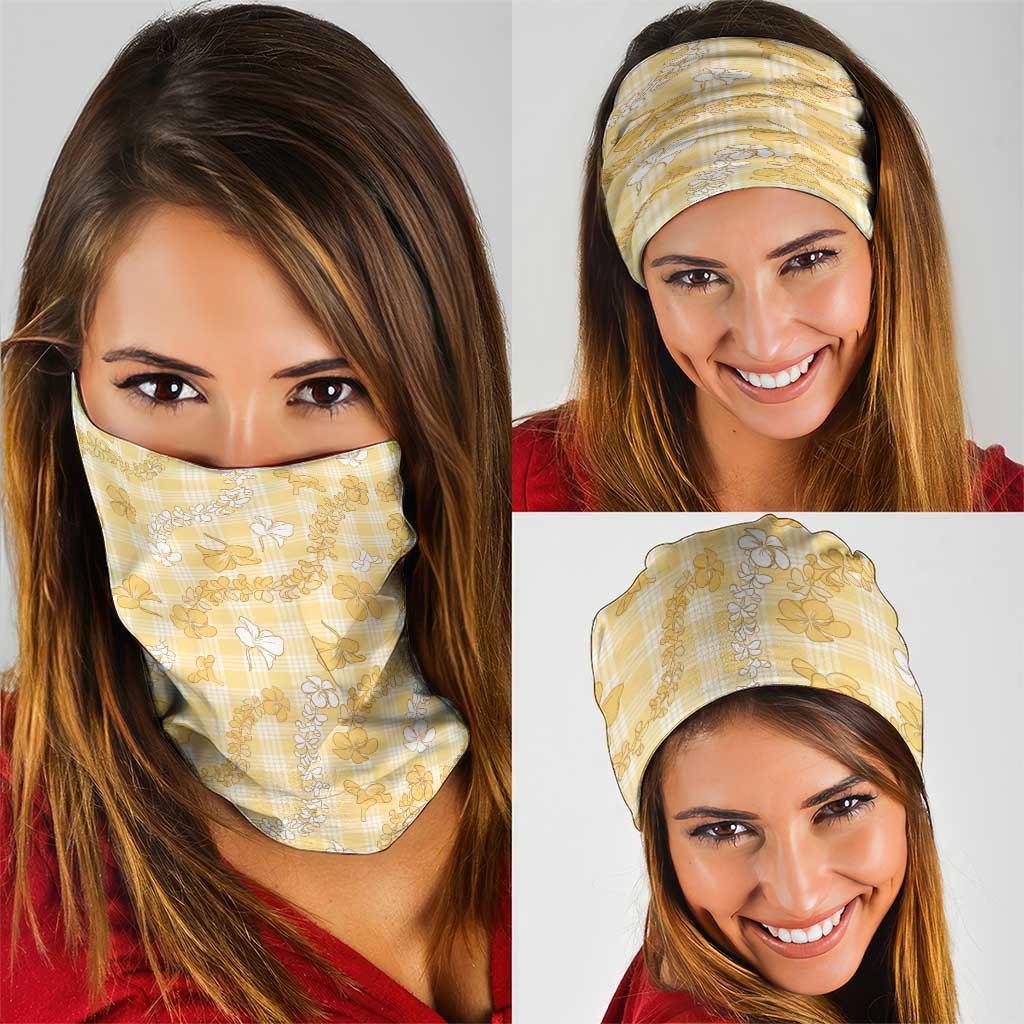 Melemele Aloha Hawaii Neck Gaiter Plumeria Lei With Palaka Motif LT14 - Polynesian Pride