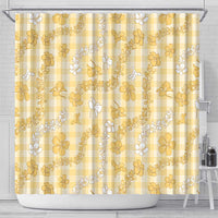 Melemele Aloha Hawaii Shower Curtain Plumeria Lei With Palaka Motif LT14 - Polynesian Pride