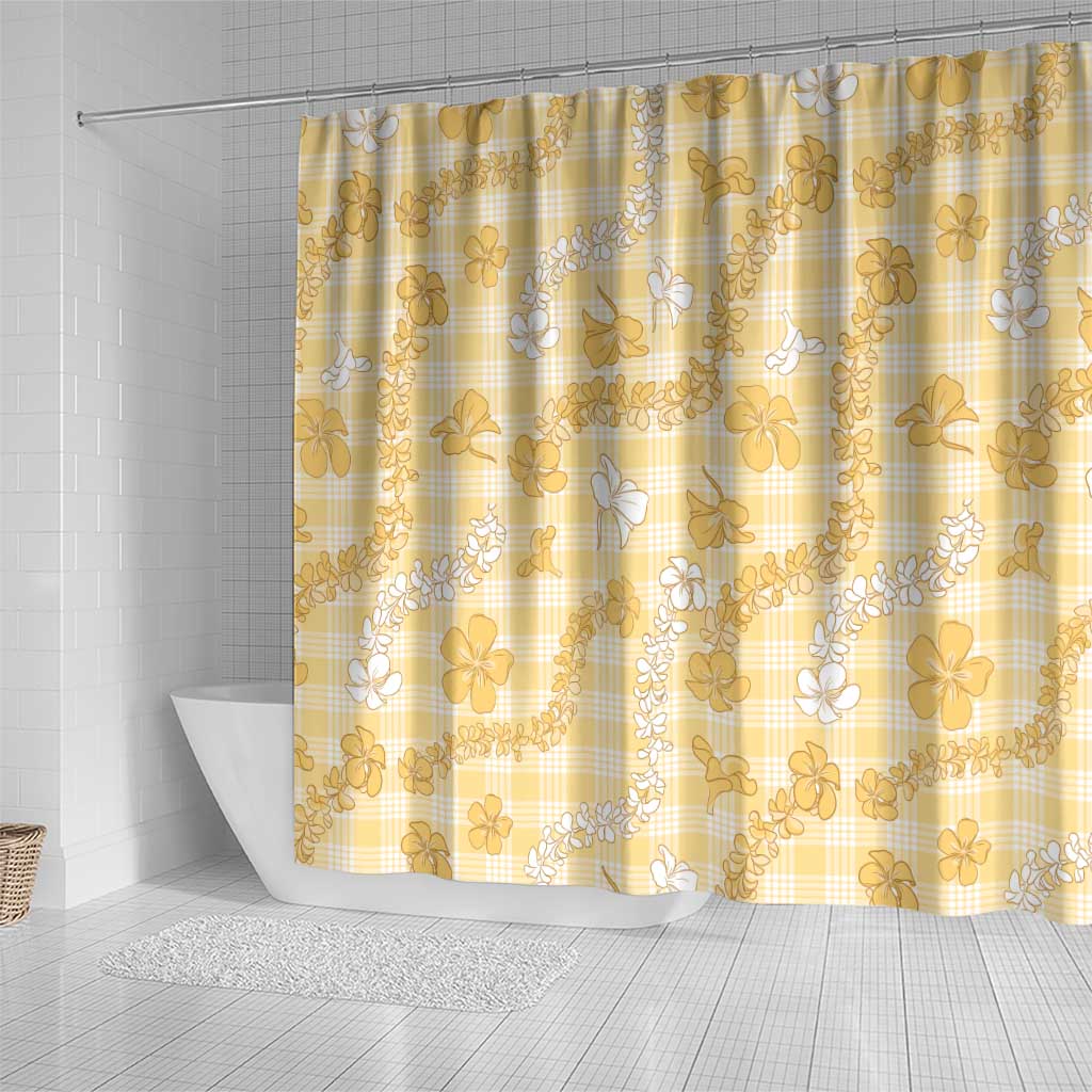 Melemele Aloha Hawaii Shower Curtain Plumeria Lei With Palaka Motif LT14 - Polynesian Pride