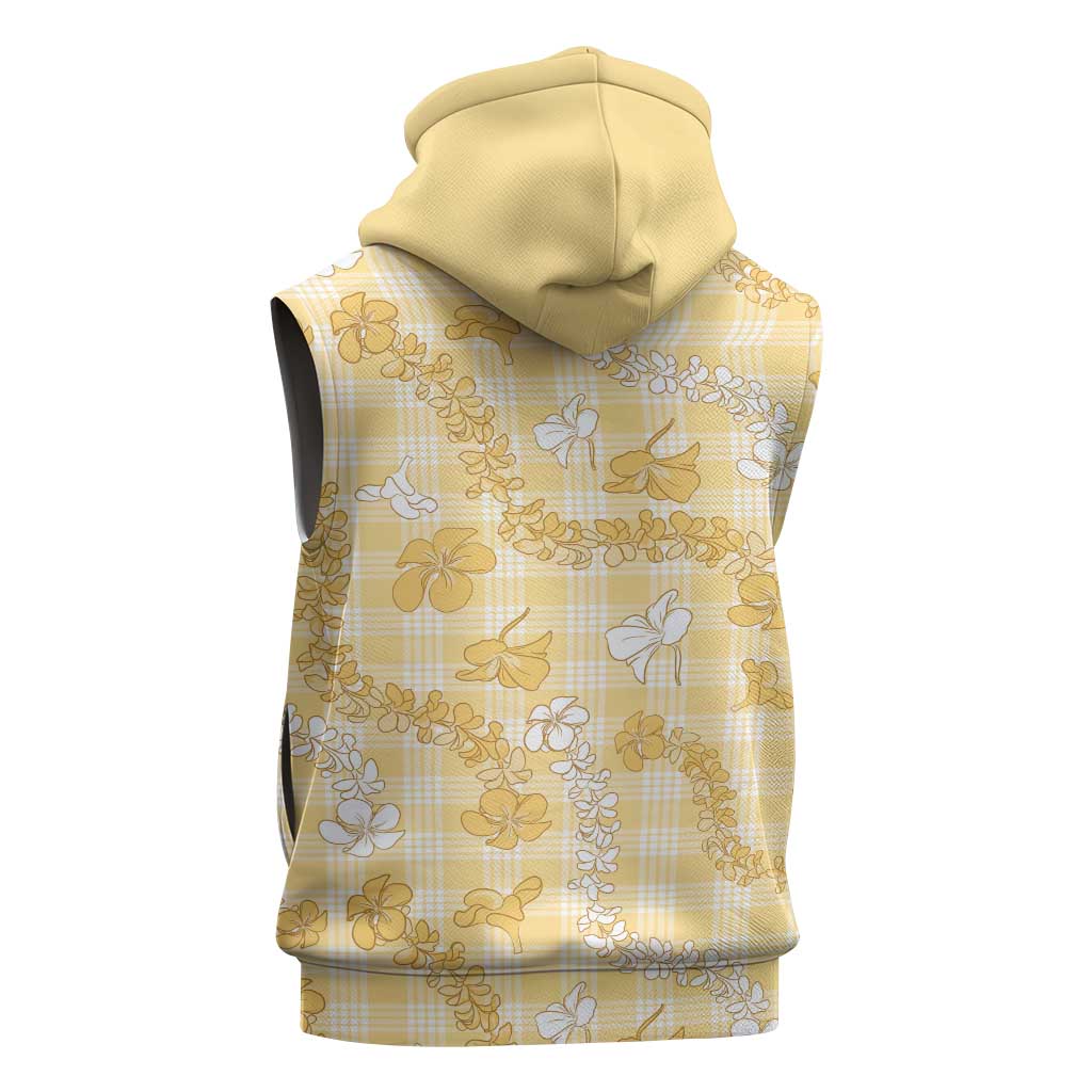 Melemele Aloha Hawaii Sleeveless Hoodie Plumeria Lei With Palaka Motif LT14 - Polynesian Pride