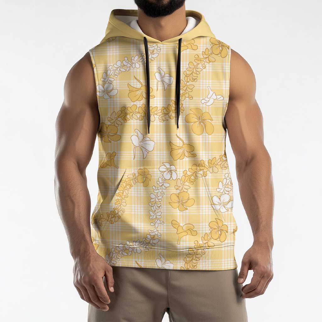 Melemele Aloha Hawaii Sleeveless Hoodie Plumeria Lei With Palaka Motif LT14 - Polynesian Pride