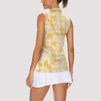 Melemele Aloha Hawaii Women Sleeveless Polo Shirt Plumeria Lei With Palaka Motif - Polynesian Pride