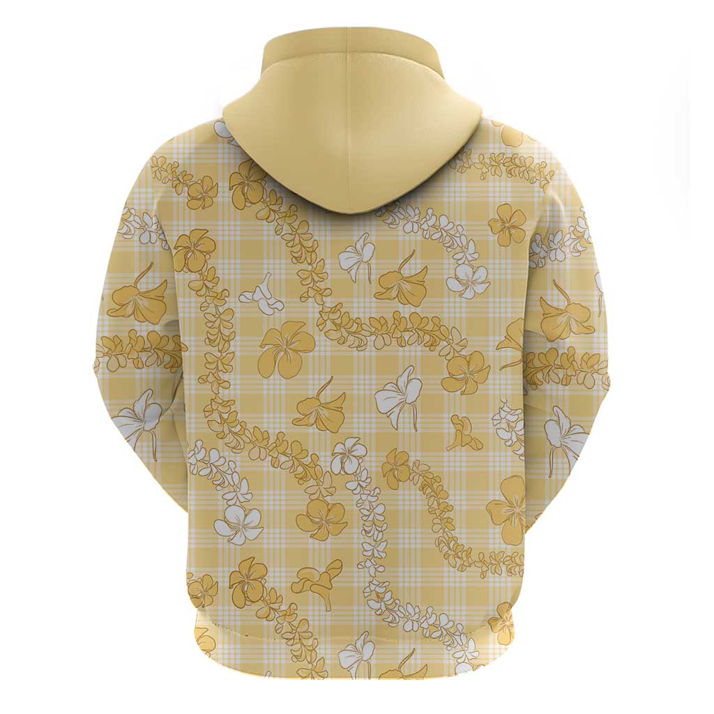 Melemele Aloha Hawaii Zip Hoodie Plumeria Lei With Palaka Motif - Polynesian Pride