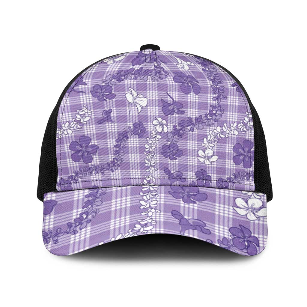 Poni Aloha Hawaii Baseball Net Cap Plumeria Lei With Palaka Motif - Polynesian Pride