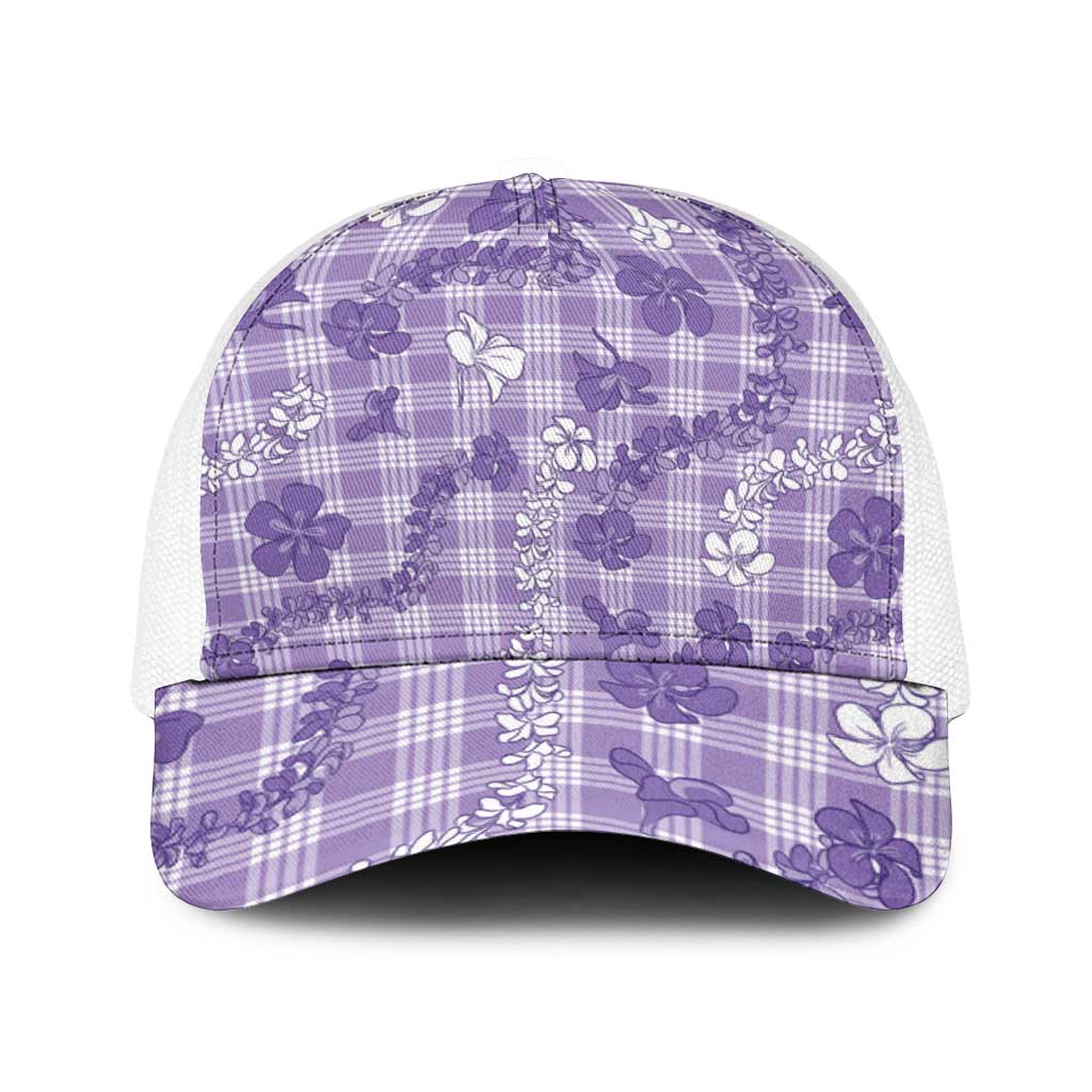 Poni Aloha Hawaii Baseball Net Cap Plumeria Lei With Palaka Motif - Polynesian Pride