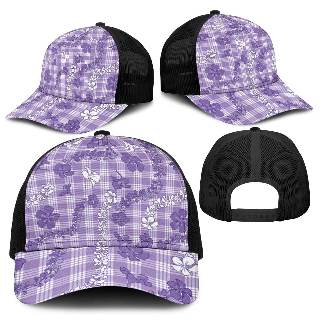 Poni Aloha Hawaii Baseball Net Cap Plumeria Lei With Palaka Motif - Polynesian Pride