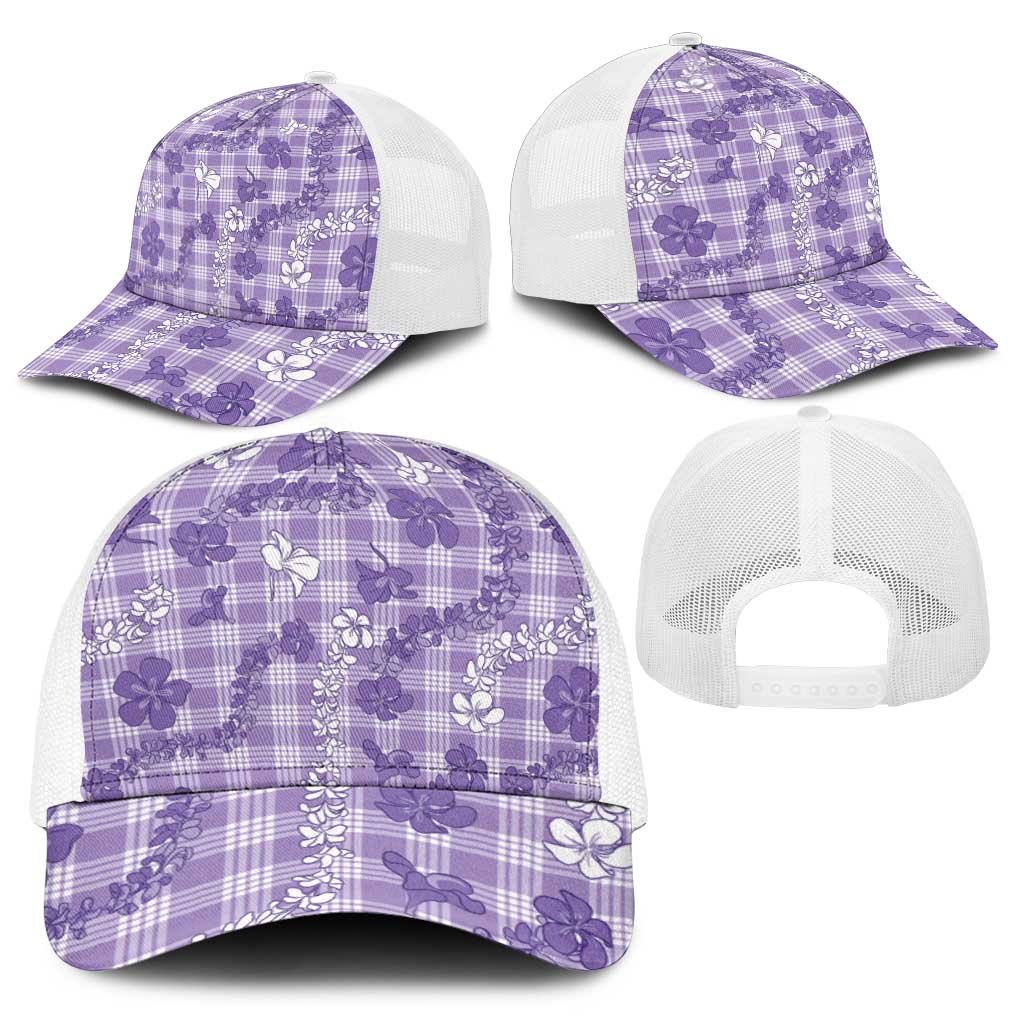 Poni Aloha Hawaii Baseball Net Cap Plumeria Lei With Palaka Motif - Polynesian Pride