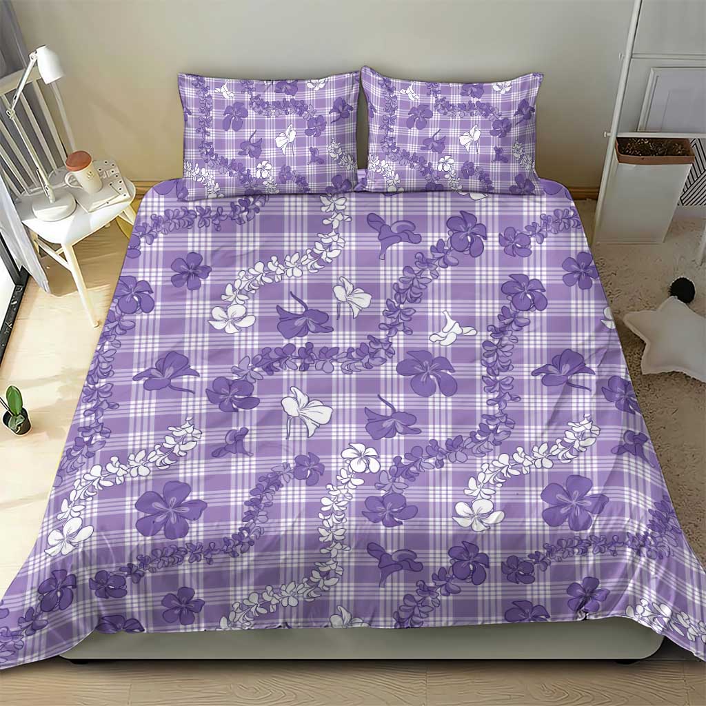 Poni Aloha Hawaii Bedding Set Plumeria Lei With Palaka Motif - Polynesian Pride