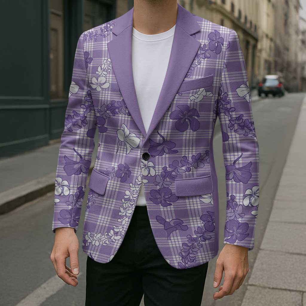 Poni Aloha Hawaii Blazer Plumeria Lei With Palaka Motif - Polynesian Pride