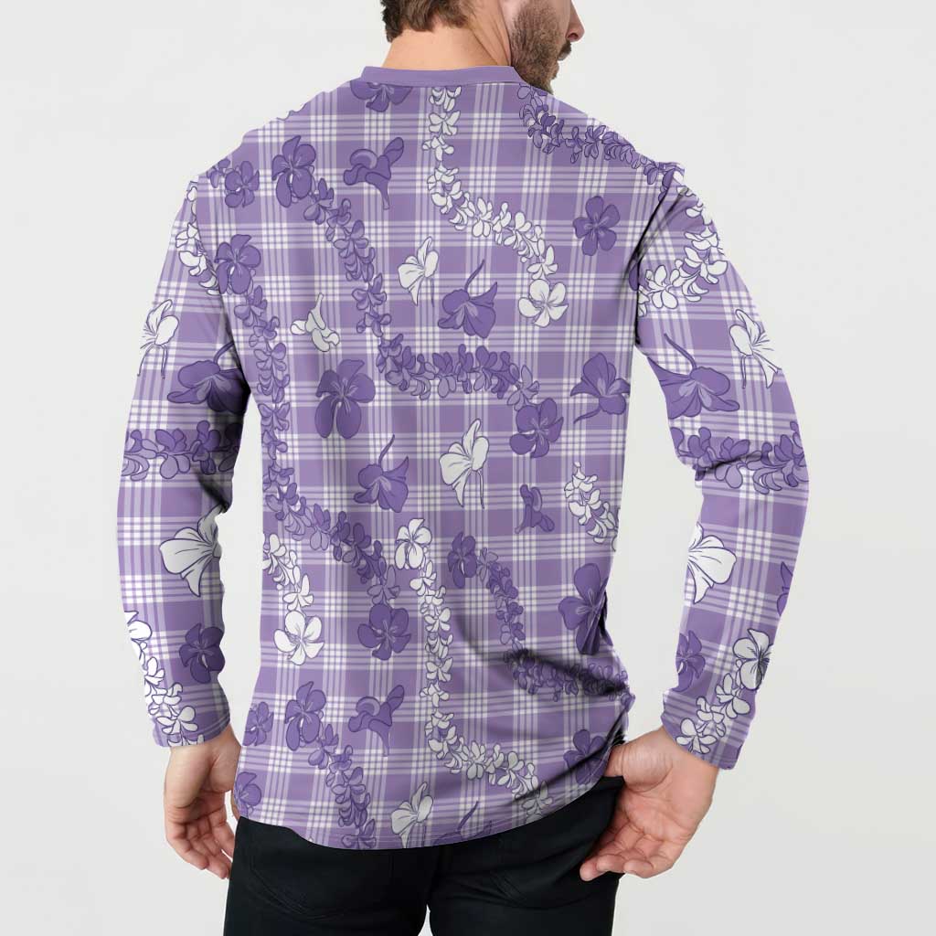 Poni Aloha Hawaii Button Sweatshirt Plumeria Lei With Palaka Motif - Polynesian Pride