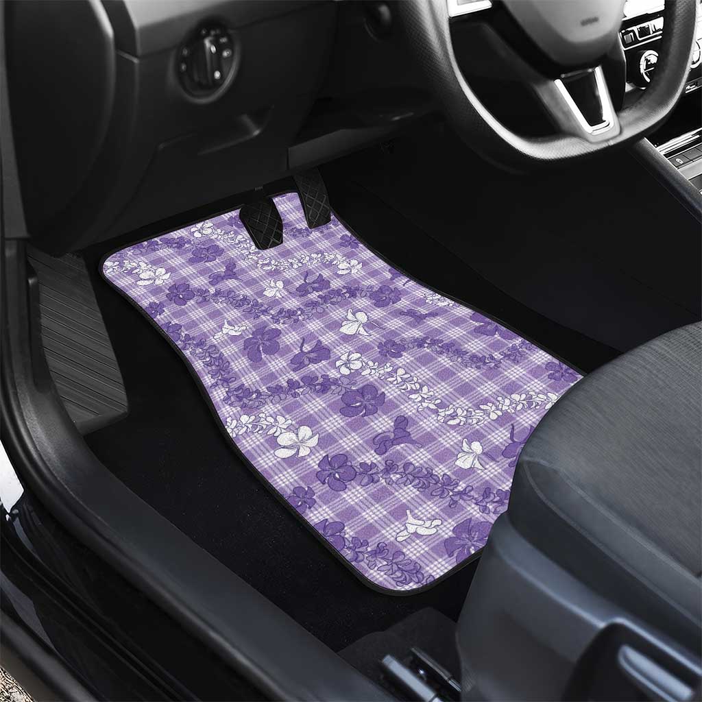 Poni Aloha Hawaii Car Mats Plumeria Lei With Palaka Motif - Polynesian Pride