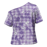 Poni Aloha Hawaii Cross Shoulder Shirt Plumeria Lei With Palaka Motif - Polynesian Pride