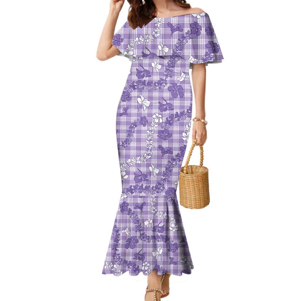 Poni Aloha Hawaii Family Matching Mermaid Dress and Hawaiian Shirt Plumeria Lei With Palaka Motif - Polynesian Pride