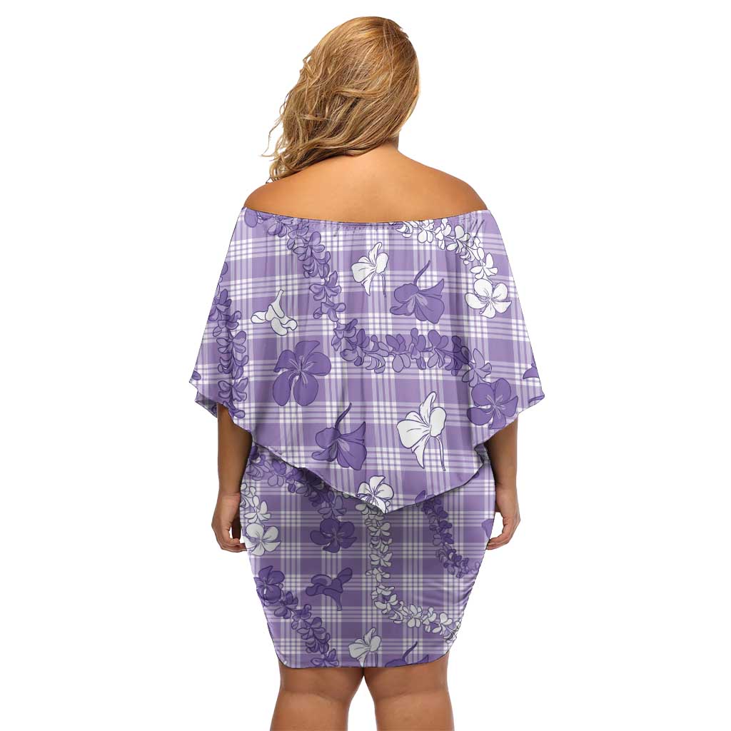 Poni Aloha Hawaii Family Matching Off Shoulder Short Dress and Hawaiian Shirt Plumeria Lei With Palaka Motif - Polynesian Pride