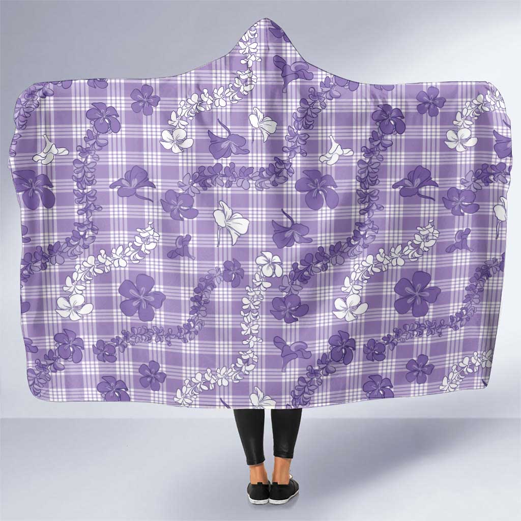 Poni Aloha Hawaii Hooded Blanket Plumeria Lei With Palaka Motif - Polynesian Pride