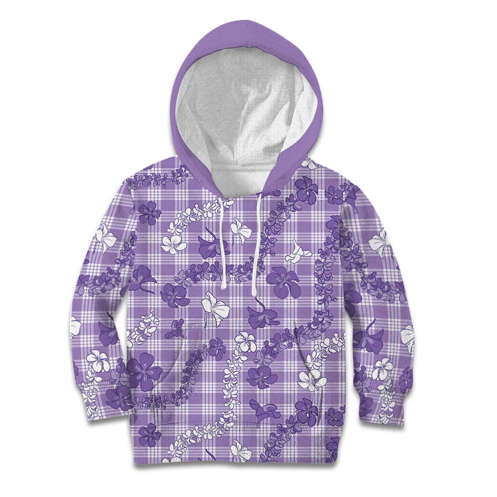 Poni Aloha Hawaii Kid Hoodie Plumeria Lei With Palaka Motif - Polynesian Pride