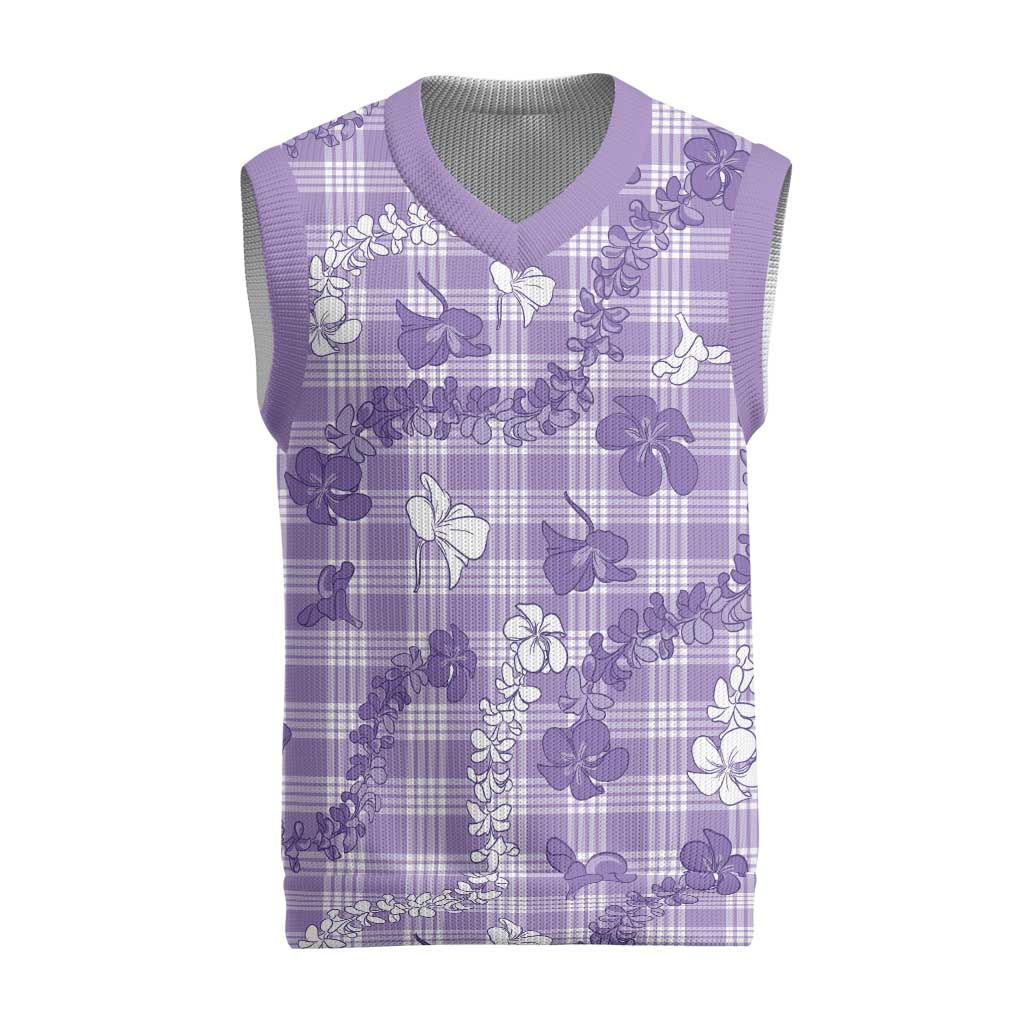 Poni Aloha Hawaii Christmas Knitted V-Neck Vest Plumeria Lei With Palaka Motif - Polynesian Pride