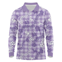 Poni Aloha Hawaii Long Sleeve Polo Shirt Plumeria Lei With Palaka Motif - Polynesian Pride