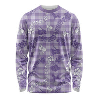Poni Aloha Hawaii Long Sleeve Shirt Plumeria Lei With Palaka Motif LT14 Unisex Purple - Polynesian Pride