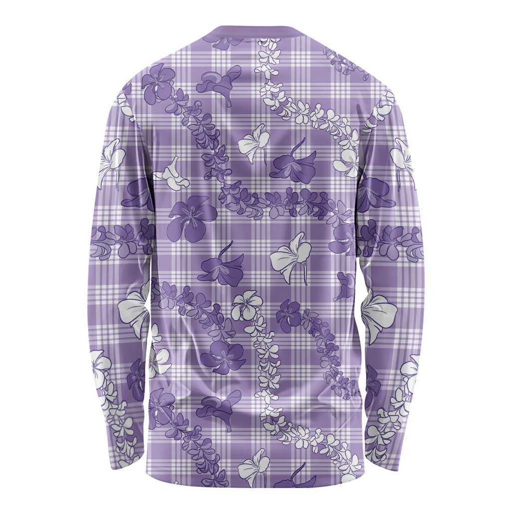 Poni Aloha Hawaii Long Sleeve Shirt Plumeria Lei With Palaka Motif LT14 - Polynesian Pride