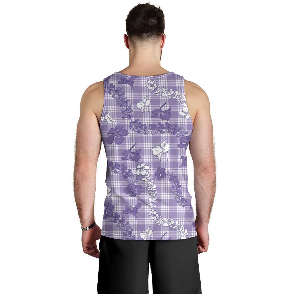 Poni Aloha Hawaii Men Tank Top Plumeria Lei With Palaka Motif LT14 - Polynesian Pride