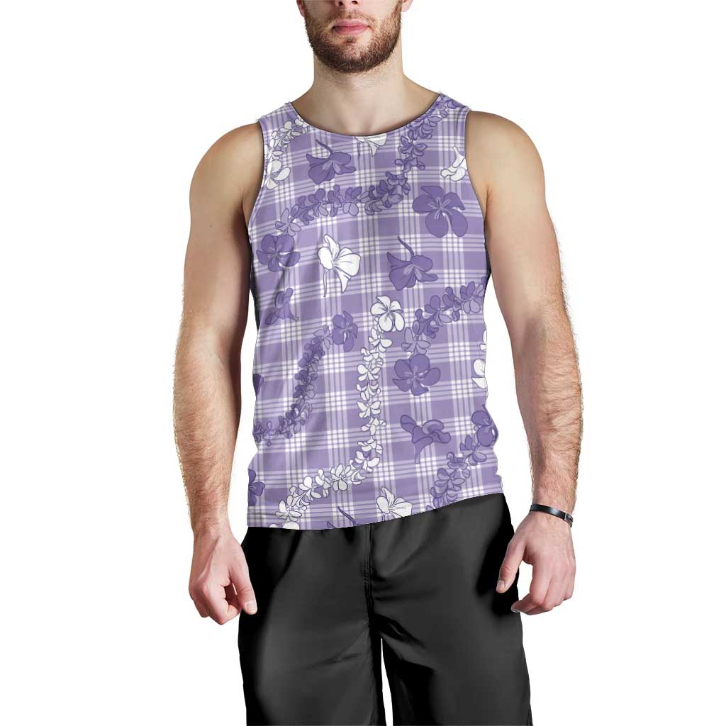 Poni Aloha Hawaii Men Tank Top Plumeria Lei With Palaka Motif LT14 - Polynesian Pride