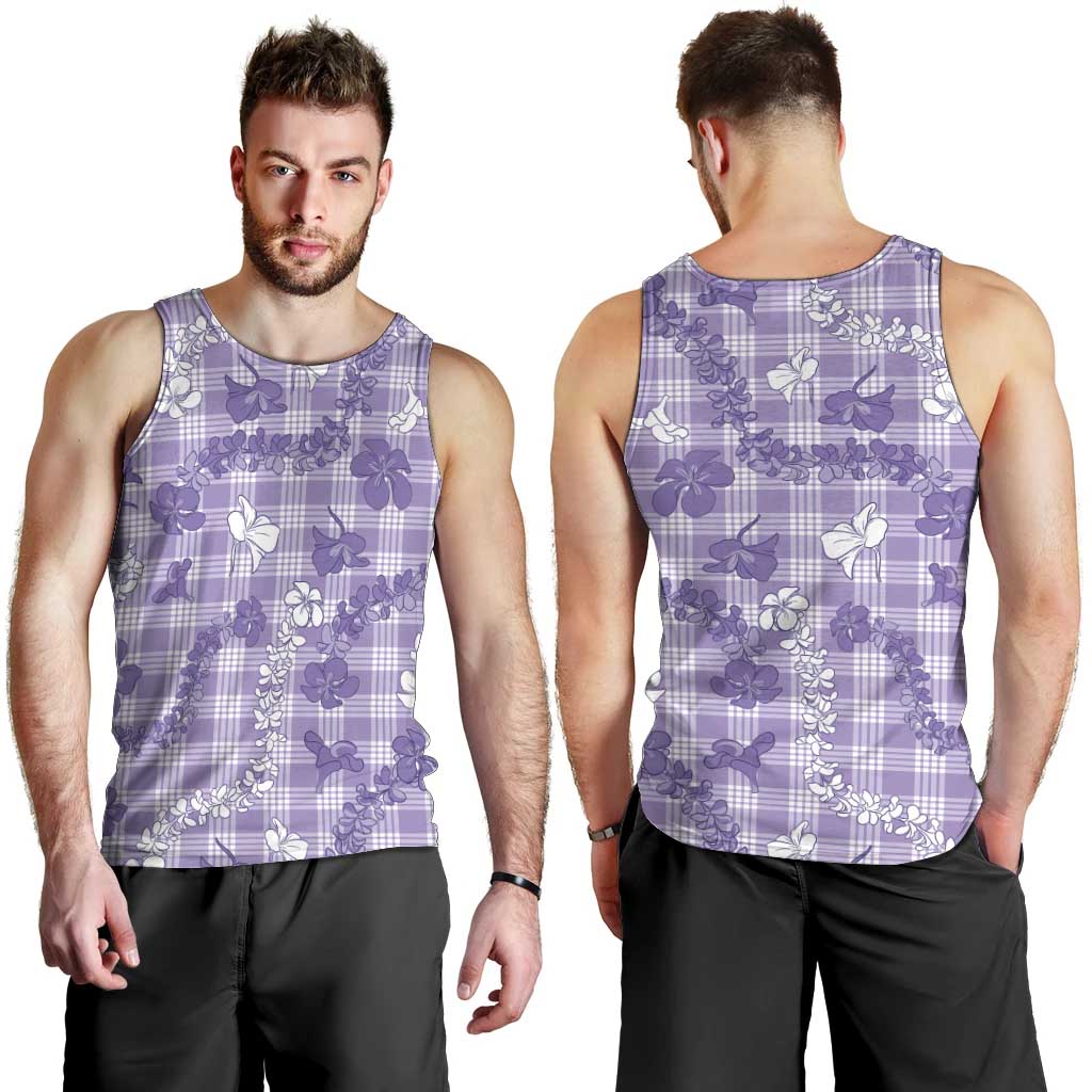 Poni Aloha Hawaii Men Tank Top Plumeria Lei With Palaka Motif LT14 - Polynesian Pride