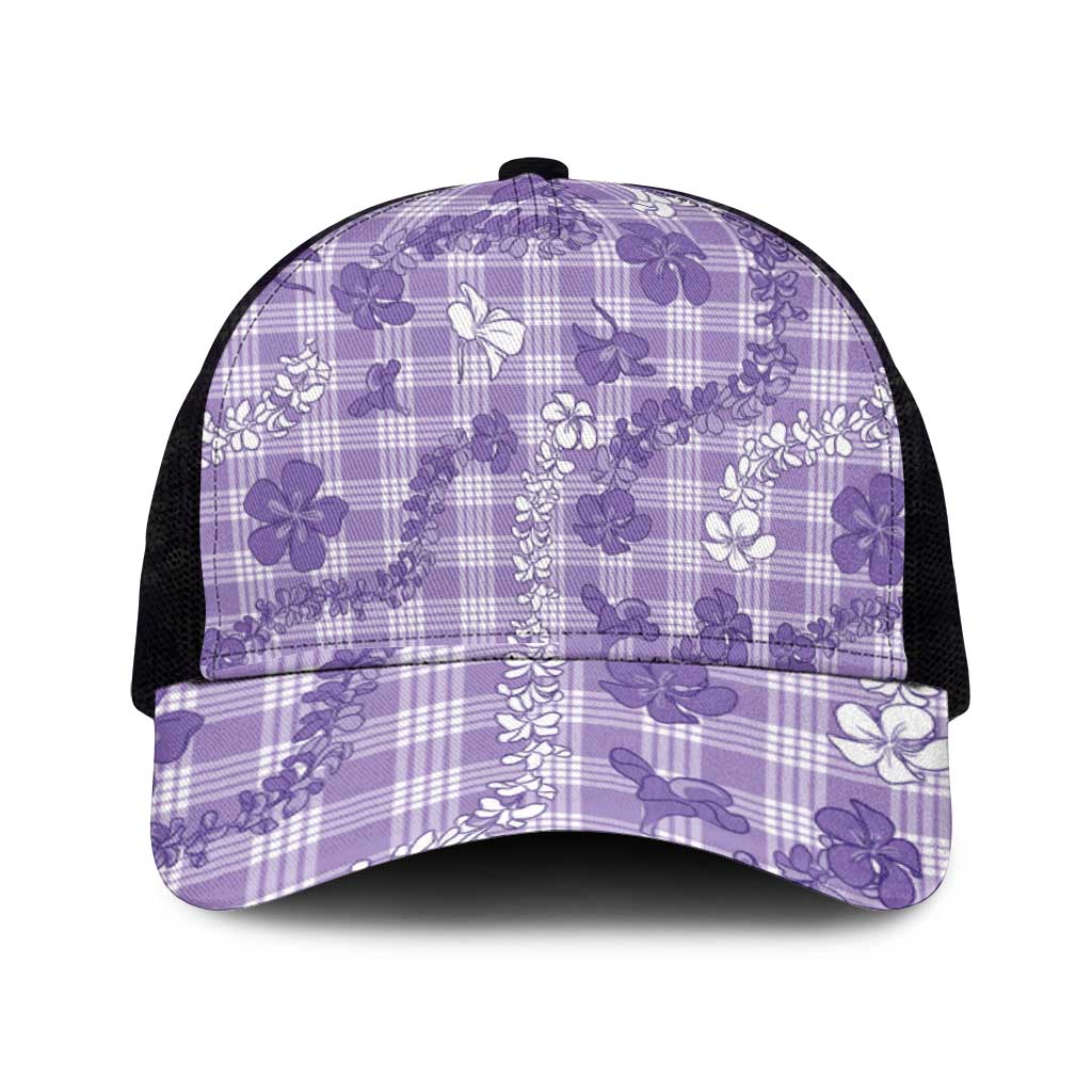 Poni Aloha Hawaii Mesh Trucker Cap Plumeria Lei With Palaka Motif - Polynesian Pride