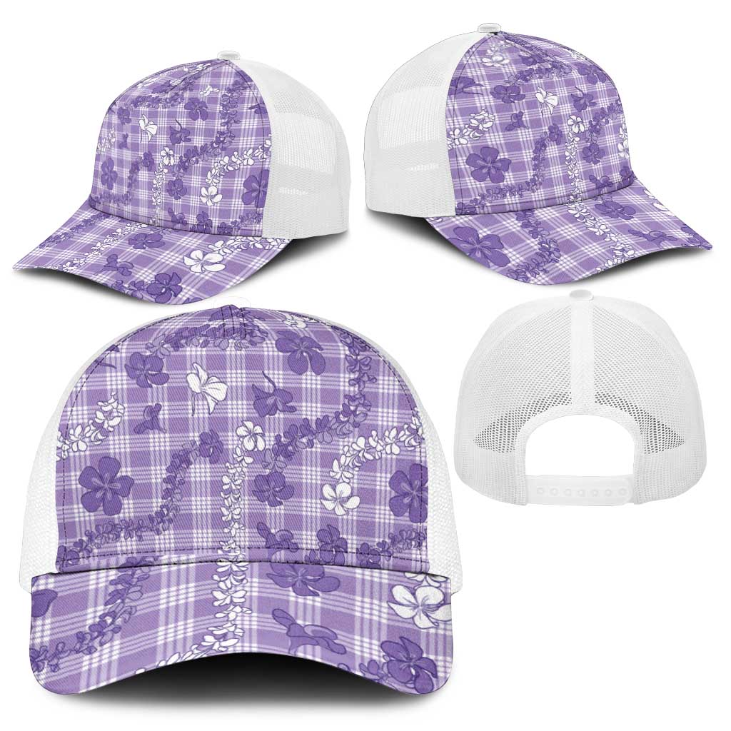 Poni Aloha Hawaii Mesh Trucker Cap Plumeria Lei With Palaka Motif - Polynesian Pride