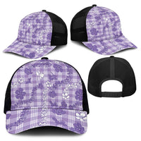 Poni Aloha Hawaii Mesh Trucker Cap Plumeria Lei With Palaka Motif - Polynesian Pride