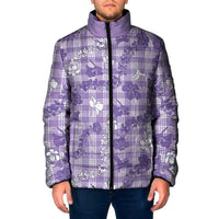 Poni Aloha Hawaii Padded Jacket Plumeria Lei With Palaka Motif - Polynesian Pride