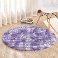 Poni Aloha Hawaii Round Carpet Plumeria Lei With Palaka Motif - Polynesian Pride