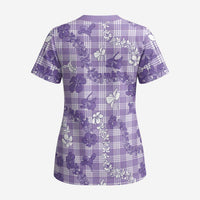 Poni Aloha Hawaii Scrub Top Plumeria Lei With Palaka Motif LT14 - Polynesian Pride