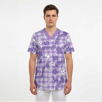 Poni Aloha Hawaii Scrub Top Plumeria Lei With Palaka Motif LT14 - Polynesian Pride