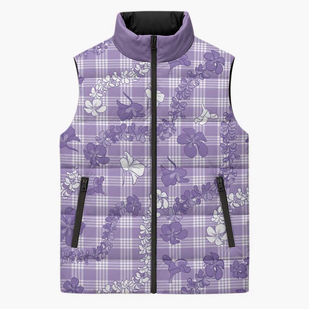 Poni Aloha Hawaii Sleeveless Puffer Jacket Plumeria Lei With Palaka Motif - Polynesian Pride