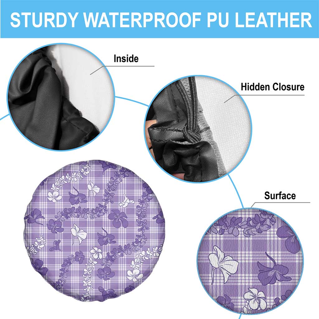 Poni Aloha Hawaii Spare Tire Cover Plumeria Lei With Palaka Motif - Polynesian Pride