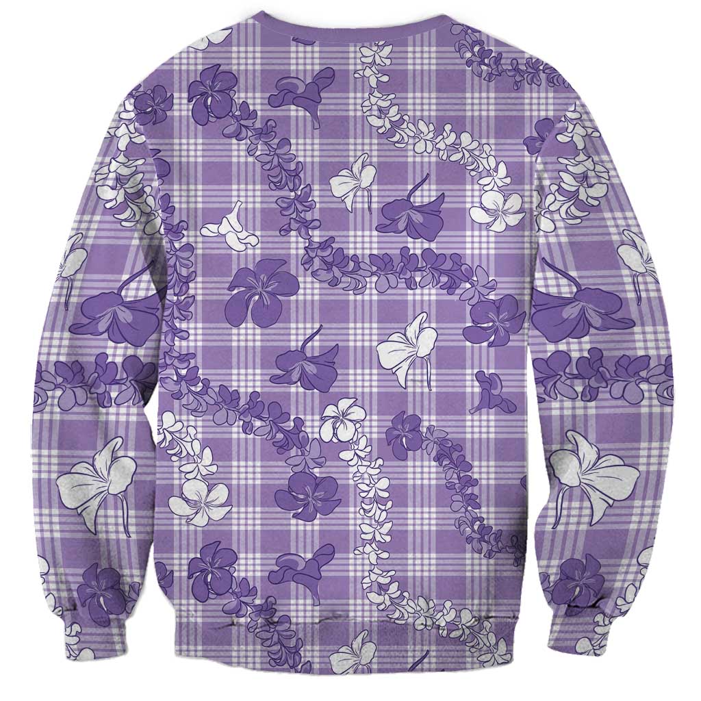 Poni Aloha Hawaii Sweatshirt Plumeria Lei With Palaka Motif LT14 - Polynesian Pride