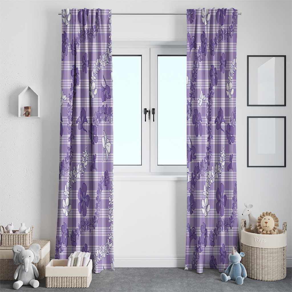 Poni Aloha Hawaii Window Curtain Plumeria Lei With Palaka Motif - Polynesian Pride