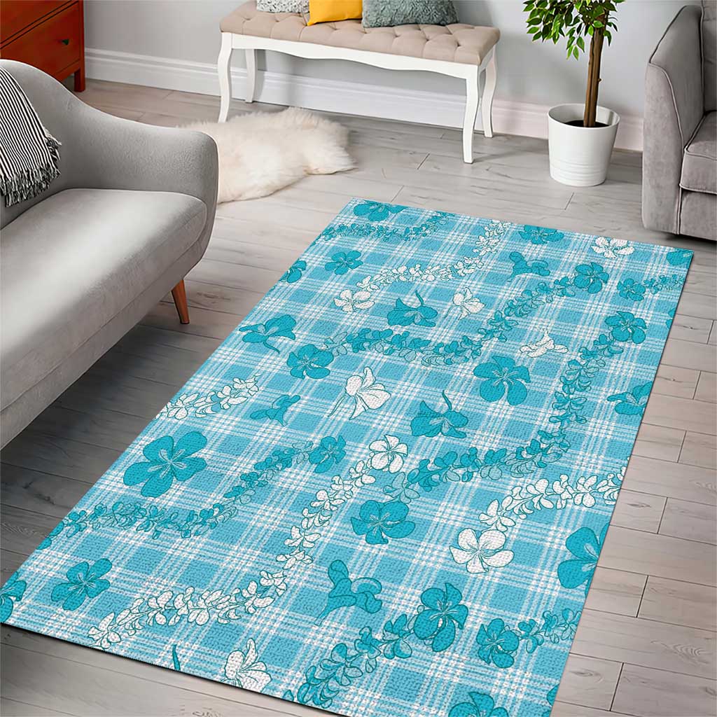 Polu Aloha Hawaii Area Rug Plumeria Lei With Palaka Motif - Polynesian Pride