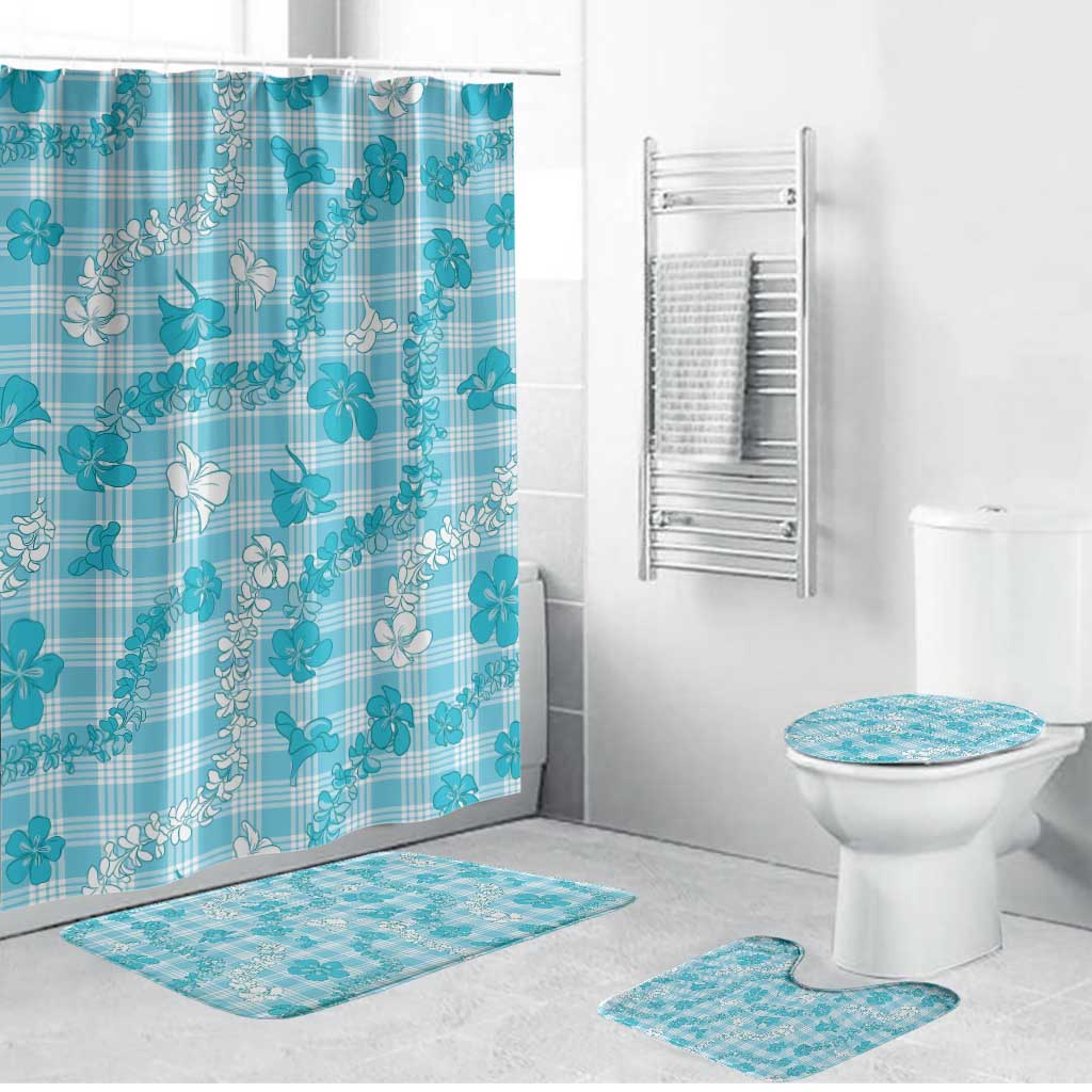 Polu Aloha Hawaii Bathroom Set Plumeria Lei With Palaka Motif - Polynesian Pride