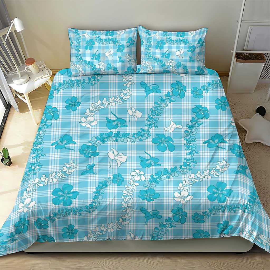 Polu Aloha Hawaii Bedding Set Plumeria Lei With Palaka Motif - Polynesian Pride